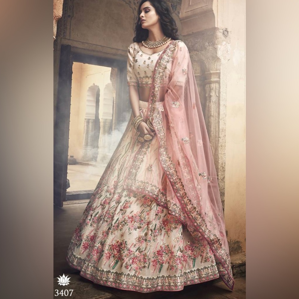 White and pink lehenga